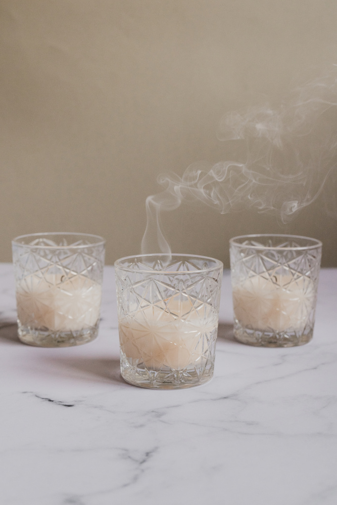 Candles on Marble Background